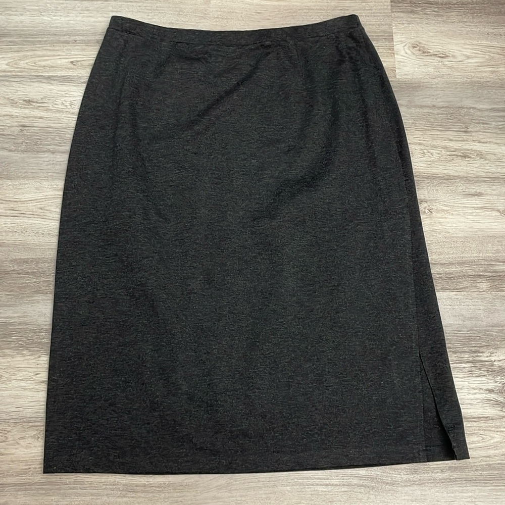 Avenue Heather Gray Pull On Stretchy Midi Pencil Skirt with Side Slit Size 22/24